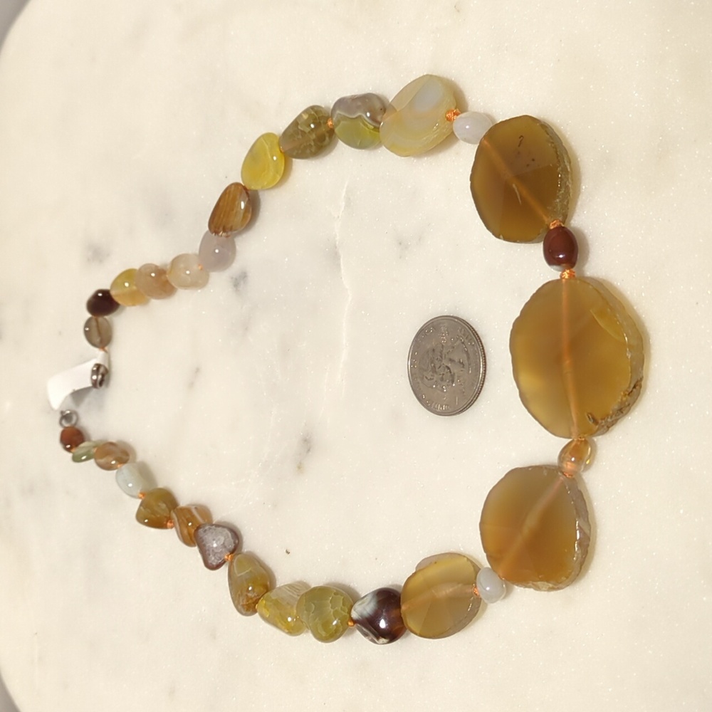 925 Accent And Natural Stone/Agate Stone  Necklace.